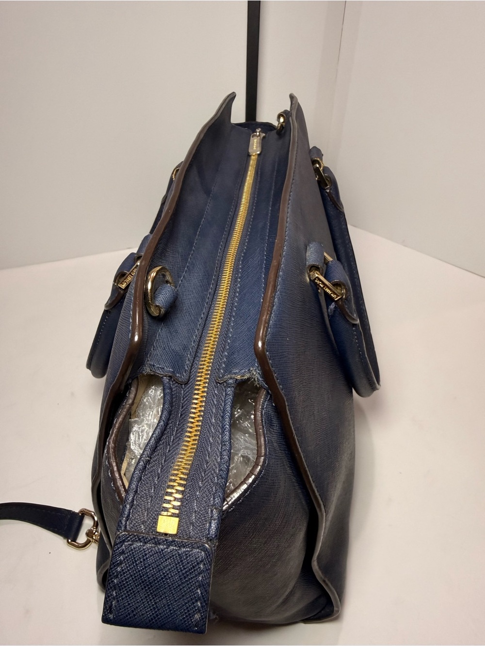 MICHAEL Michael Kors Navy Saffiano Leather Satchel Tote - Picture 5 of 12